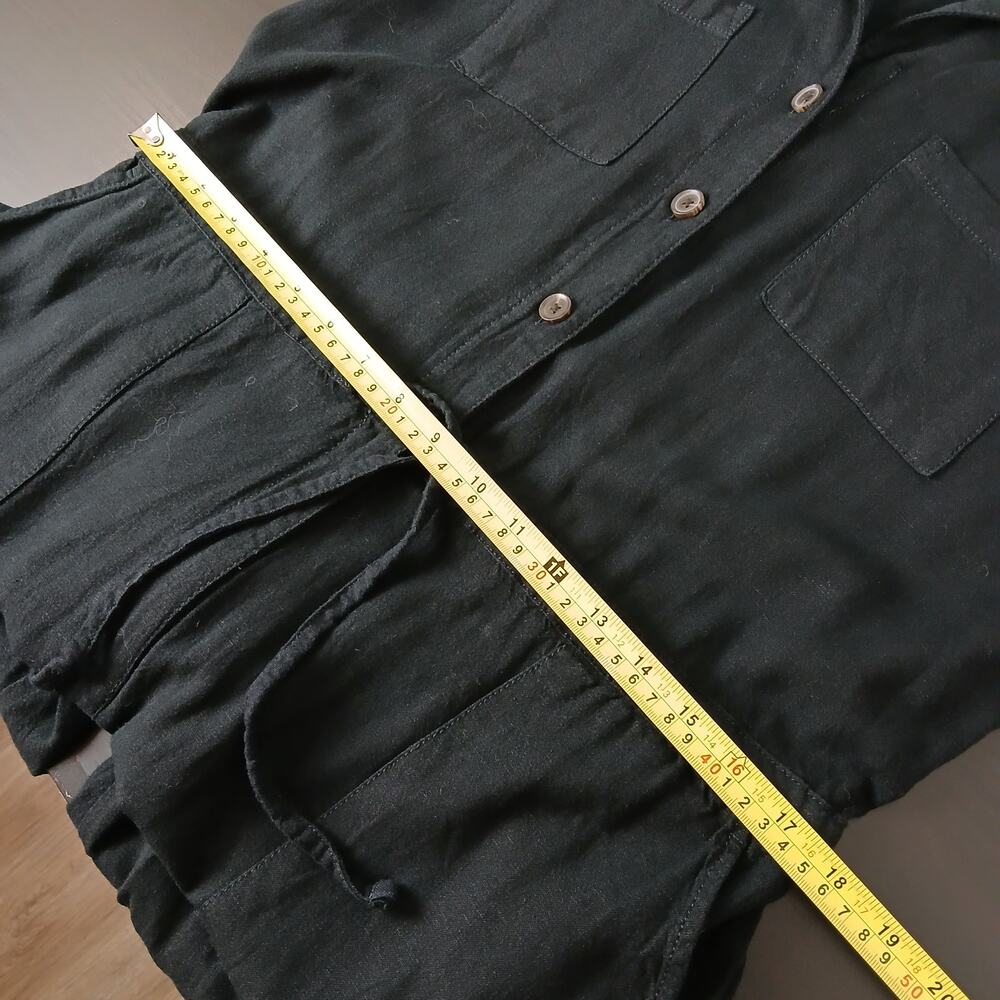 Old Navy Waist Defined Utility Jumpsuit L Tall black linen-blend pockets SSlv - Picture 12 of 16